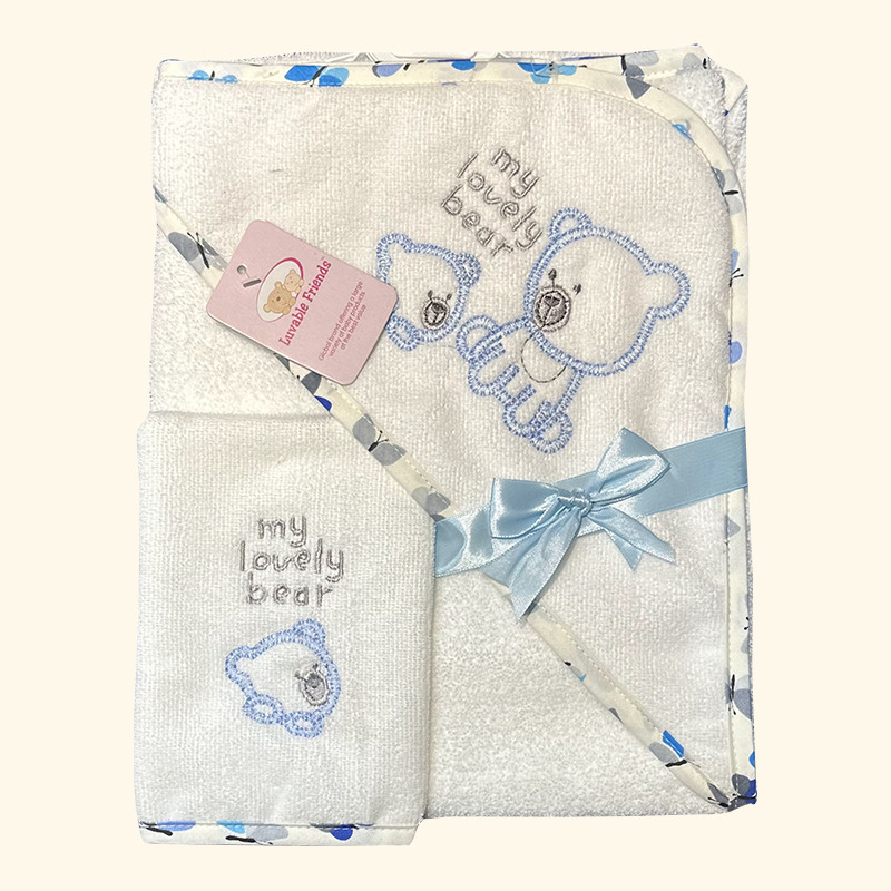 حوله نوزادی مدل خرس مهربان سایز 75x75 سانتی متر به همراه لیف