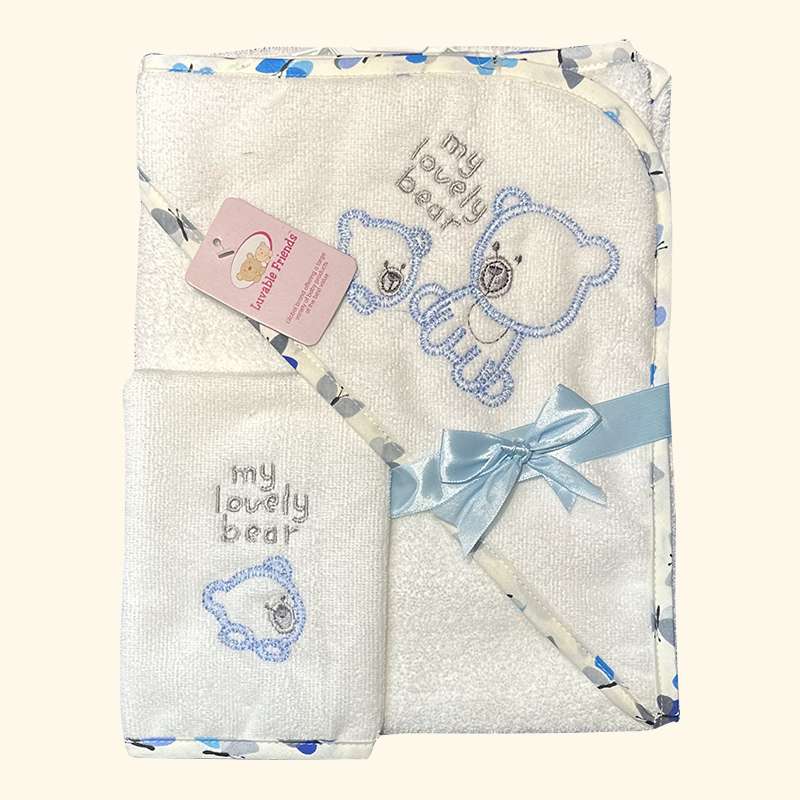 حوله نوزادی مدل خرس مهربان سایز 75x75 سانتی متر به همراه لیف