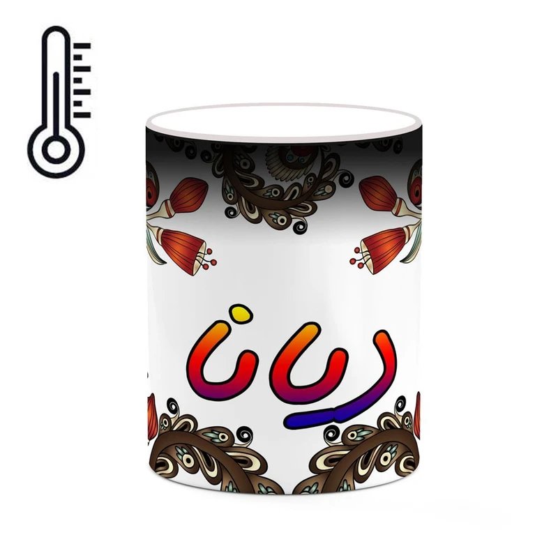 ماگ حرارتی کاکتی مدل اسم دیانا طرح سنتی گل و بته کد mgh45066