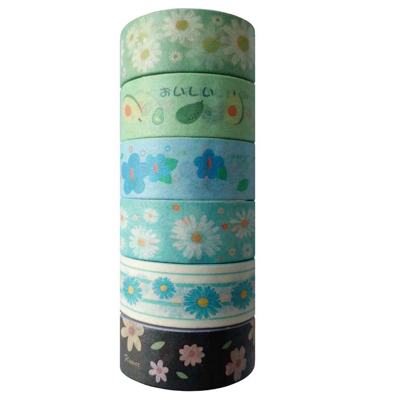 چسب نواری مدل واشی کد 102Y عرض 1.5 سانتی متر مجموعه 6 عددی