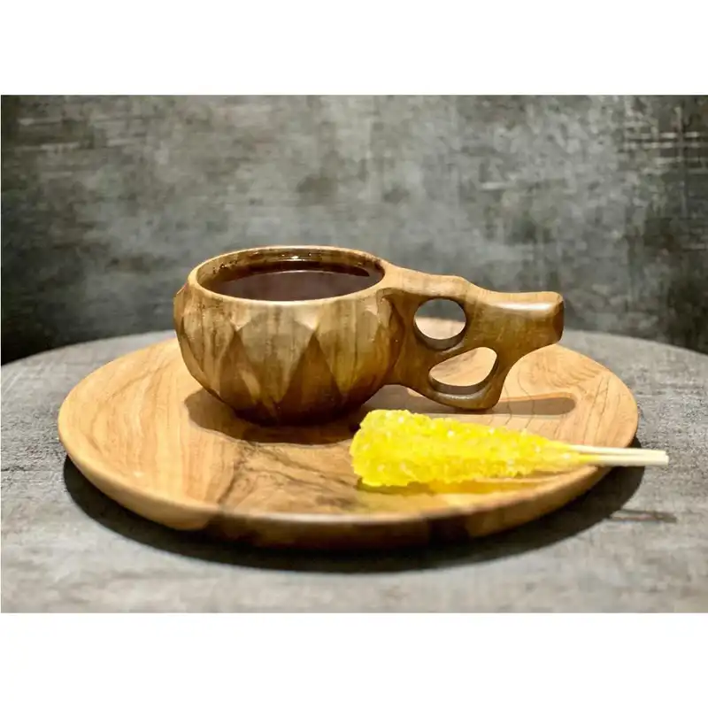 لیوان چوبی مدل کوکسا گردو طرح الماس کد AS1472