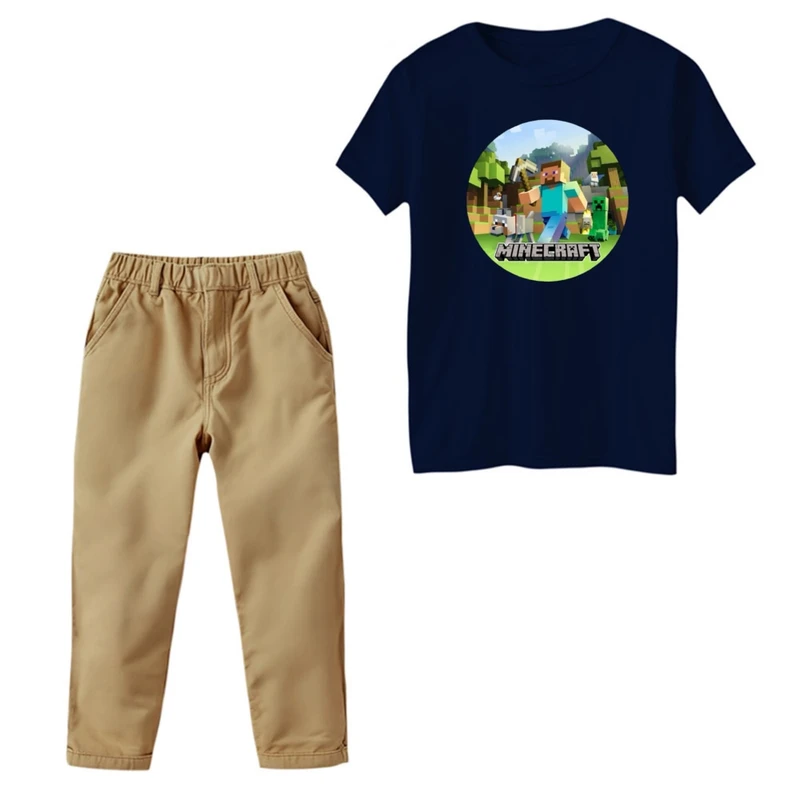 ست تی‌شرت و شلوار پسرانه مدل ماینکرفت کد 3