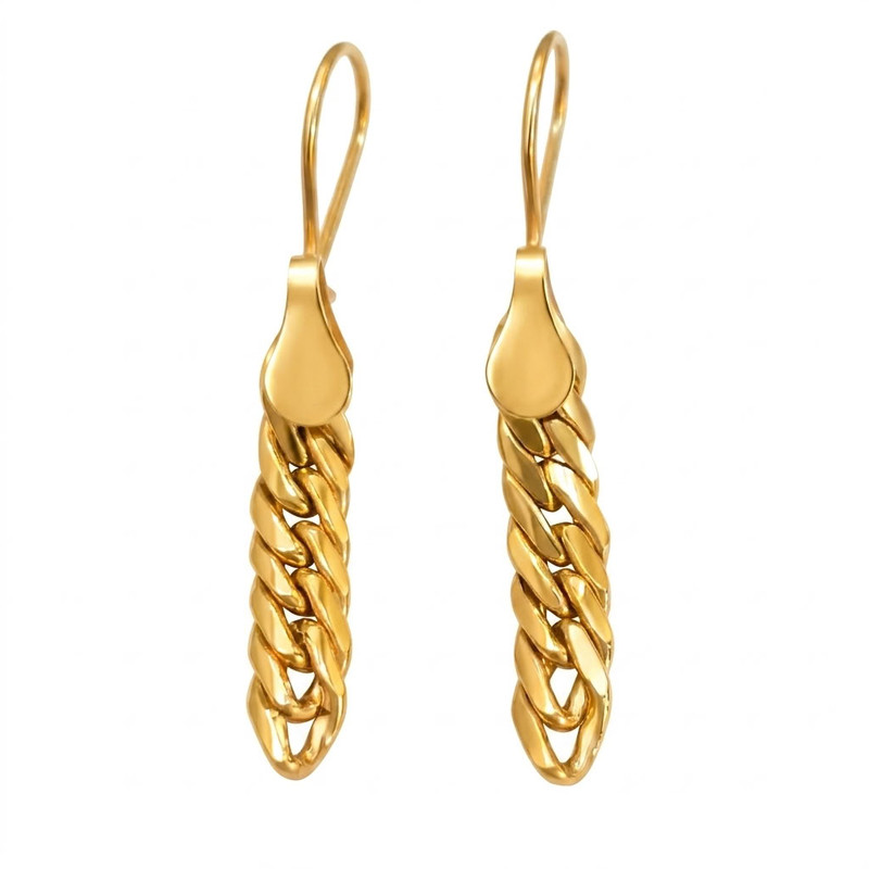 گوشواره عصایی طلا 18 عیار زنانه با طرح کارتیه رضا گلد مدل حصیری Chain Design