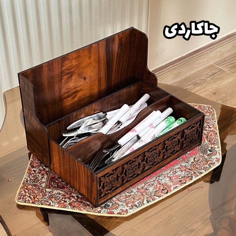 ست سطل و جای دستمال اف جی کات طرح گل به همراه شکلات خوری و جاکاردی