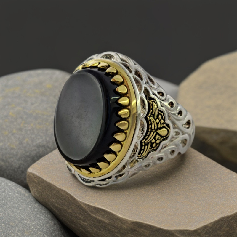 انگشتر نقره مردانه ملک زیور مدل پولکی اسپرت کد 389