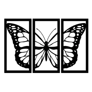 دیوارکوب مدل چوبی طرح پروانه بسته 3 عددی