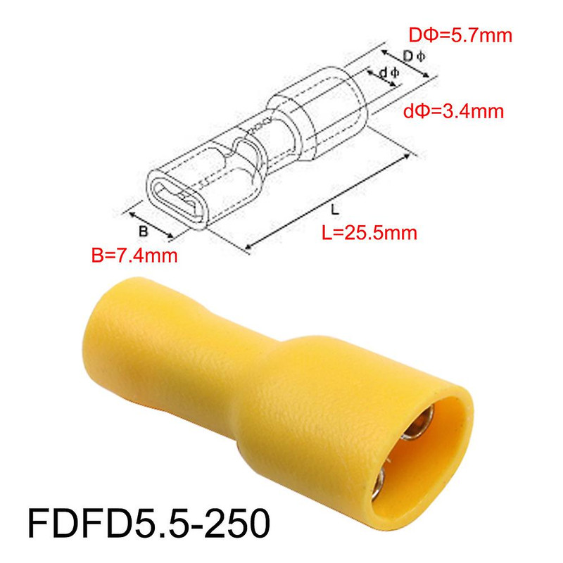 سرسیم نری و مادگی ده ده الکتریک گروپ مدل فیشی کولری کد FDFD1.5-2.5-6 بسته 50 عددی