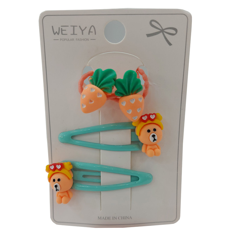 ست کش و گیره مو دخترانه مدل فانتزی تق تقی بسته 4 عددی