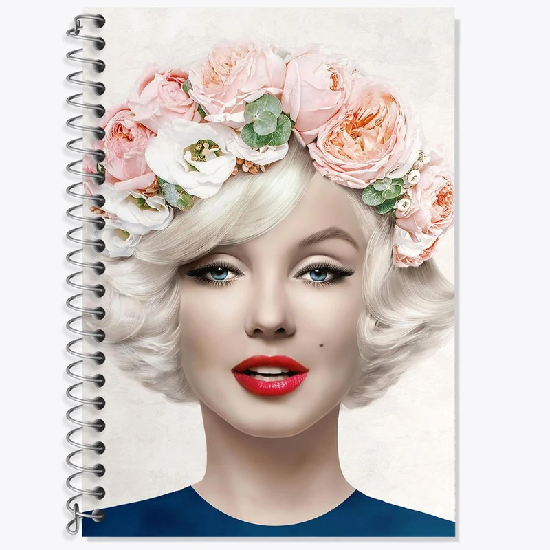 دفتر زبان 50 برگ خندالو مدل دو خط طرح مرلین مونرو Marilyn Monroe کد 3978