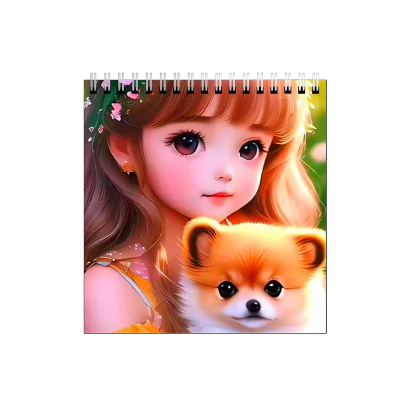 دفتر طراحی طرح دختر و تاج گل و هاپو کد 0885419