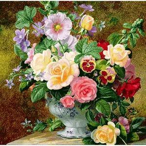 نخ و نقشه تابلو فرش بهزاد طرح گل ها 4