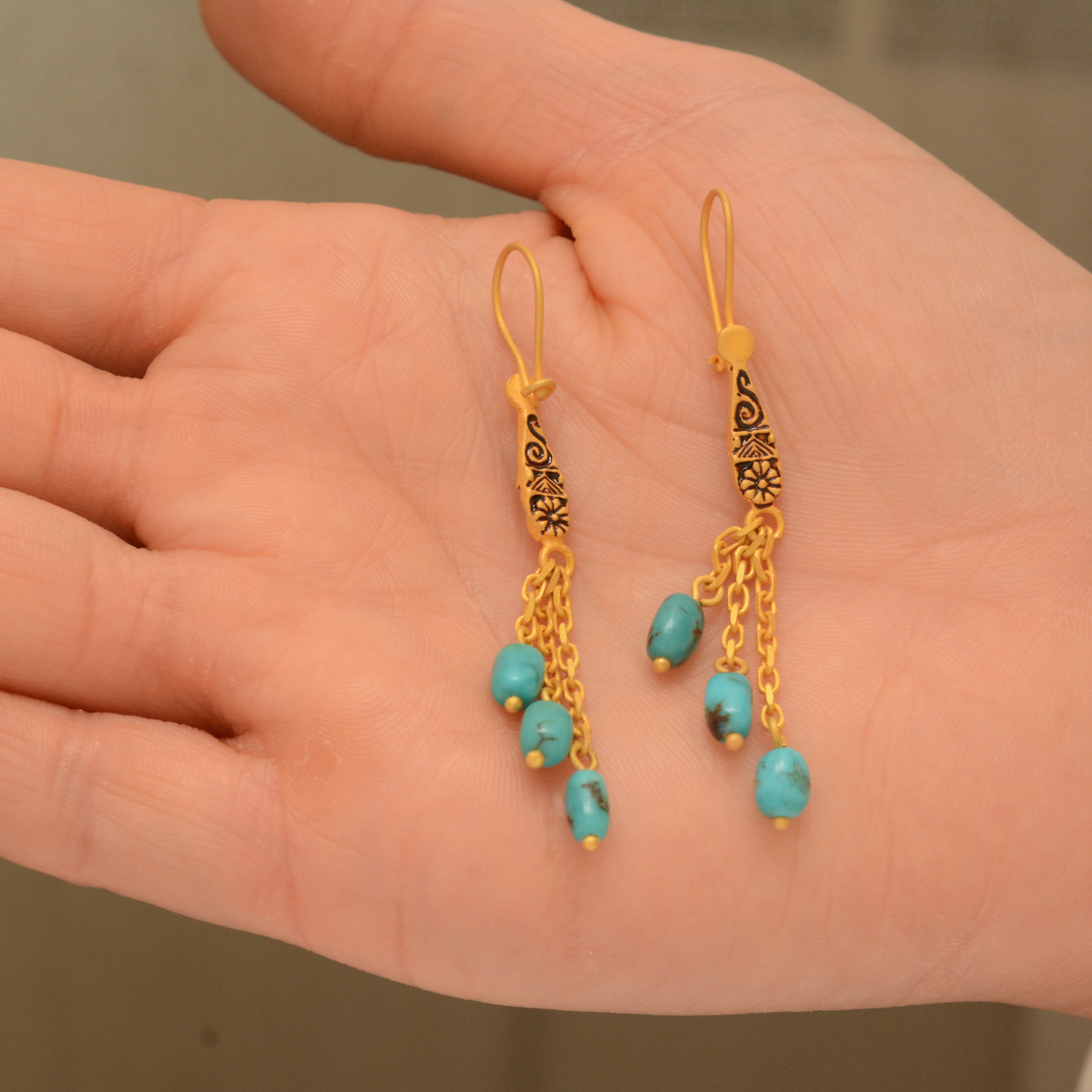 گوشواره طلا 18 عیار زنانه طلای مستجابی مدل فیروزه کد T803