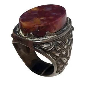 انگشتر نقره مردانه مدل عقیق سلیمانی لایقدر بثمن ASL220290