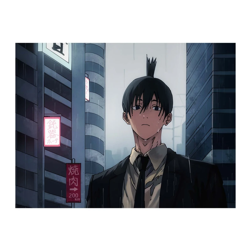 استیکر لپ تاپ و موبایل مدل انیمه طرح مرد اره ای آکی آیاکاوا Chainsaw Man Aki Hayakawa کد 3277