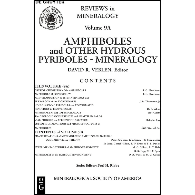 کتاب Amphiboles and Other Hydrous Pyriboles - Mineralogy  اثر David R.  Veblen انتشارات Walter de Gruyter
