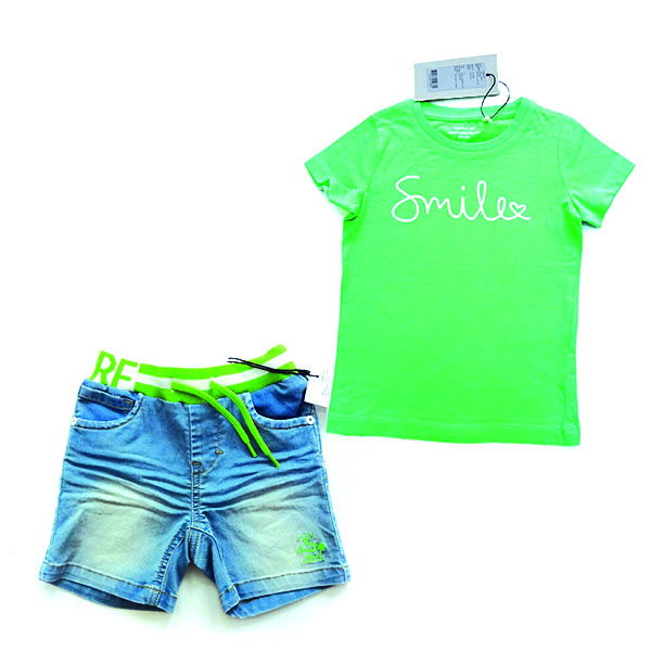 ست تی شرت و شلوارک دخترانه نیم ایت مدل tshn