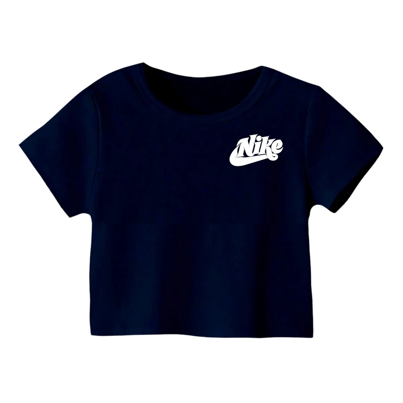 کراپ‌ تی‌شرت آستین کوتاه زنانه مدل لوگو کد 4