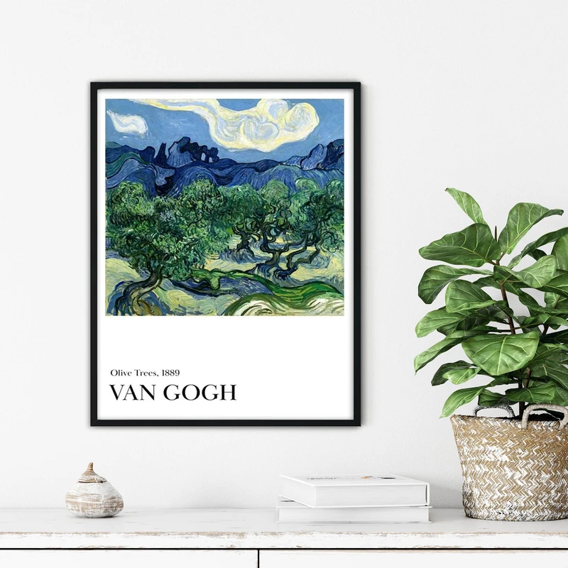 تابلو آتریسا طرح نقاشی ونگوگ کلاسیک مدرن مدل ATFHB59 فریم مشکی 