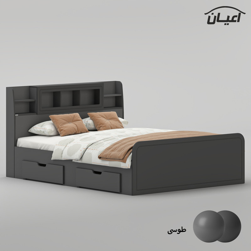 تخت خواب ملامینه دو نفره اعیان مدل FH983 سایز 160x200 سانتی متر