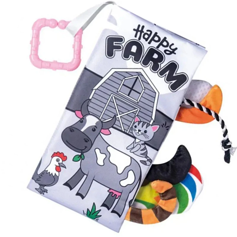بازی آموزشی سمید مدل کتاب پارچه ای دست ورزی دم دار طرح مزرعه حیوانات اهلی