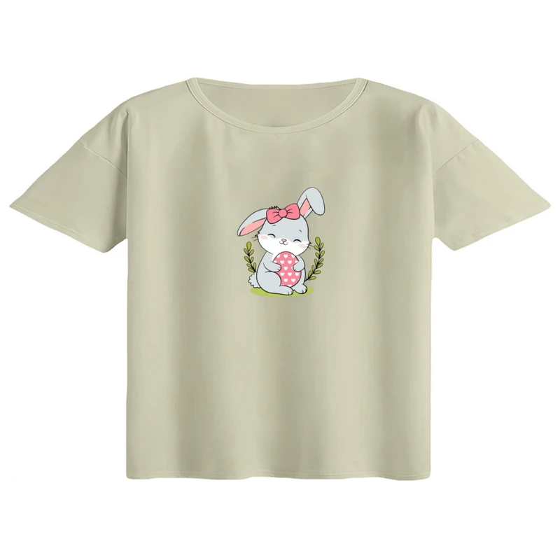 کراپ تی‌شرت آستین کوتاه زنانه مدل خرگوش کد 03