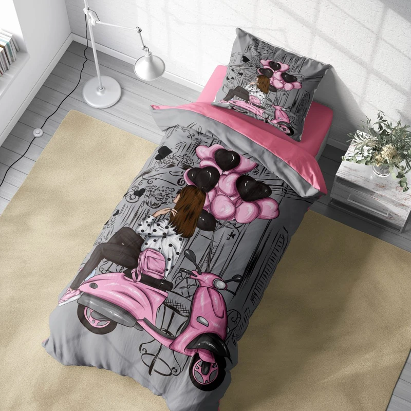 سرویس خواب 1 نفر 4 تکه مدل موتور دخترانه کد ۴۰۱۴