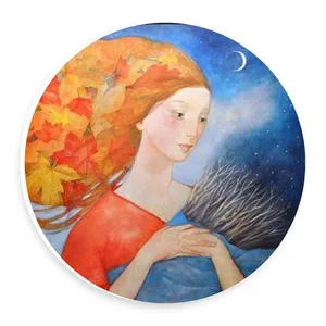  دیوارکوب طرح نقاشی بانوی پاییز مدل wtb740