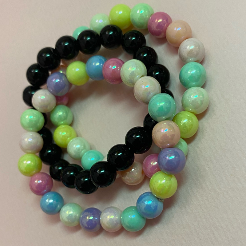 دستبند دخترانه مدل رنگین کمانیها مجموعه 3 عددی