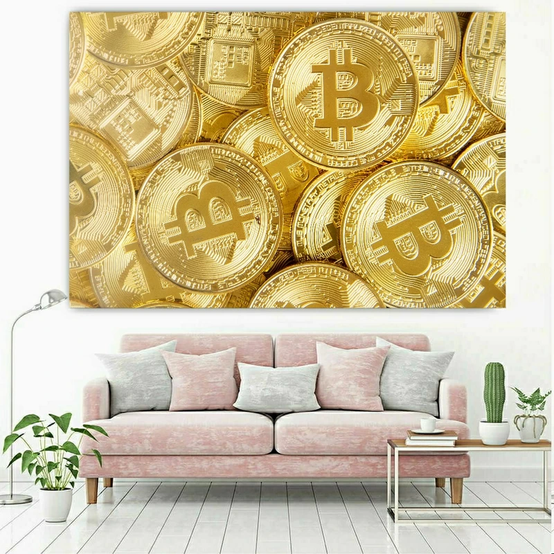 پوستر پارچه ای طرح ارز دیجیتال بیت کوین کد P87