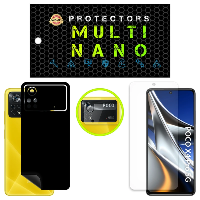 محافظ صفحه نمایش آنتی رفلکس مولتی نانو مدل X-SFM مناسب برای گوشی موبایل شیائومی Poco X4 Pro به همراه برچسب پوششی و محافظ لنز دوربین