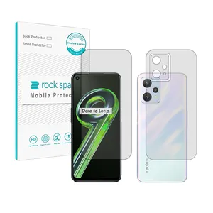 Rockspace HyGEL model transparent screen protector suitable for Realme 9 5G mobile phone along with the back of the phone and lens