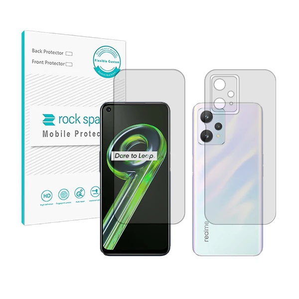 محافظ صفحه نمایش شفاف راک اسپیس مدل HyGEL مناسب برای گوشی موبایل ریلمی 9 5G به همراه محافظ پشت گوشی و لنز