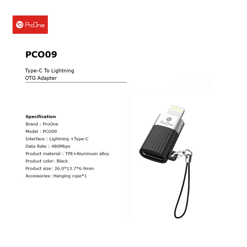 مبدل لایتنینگ به USB-C پرووان مدل PCO09