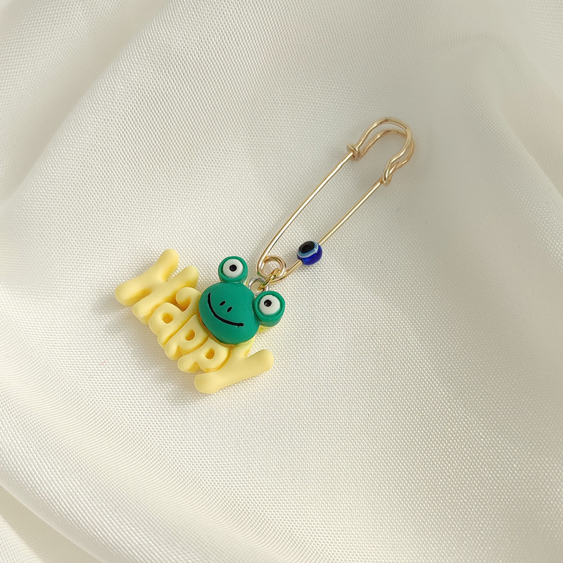 سنجاق سینه دخترانه لیمونار گالری مدل قورباغه happy frog