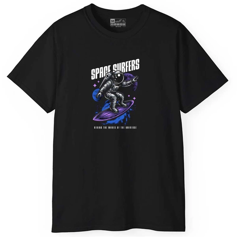 تی شرت آستین کوتاه مردانه پاد آفرین مدل اسپرت طرح فضانورد متن دار کد 0914