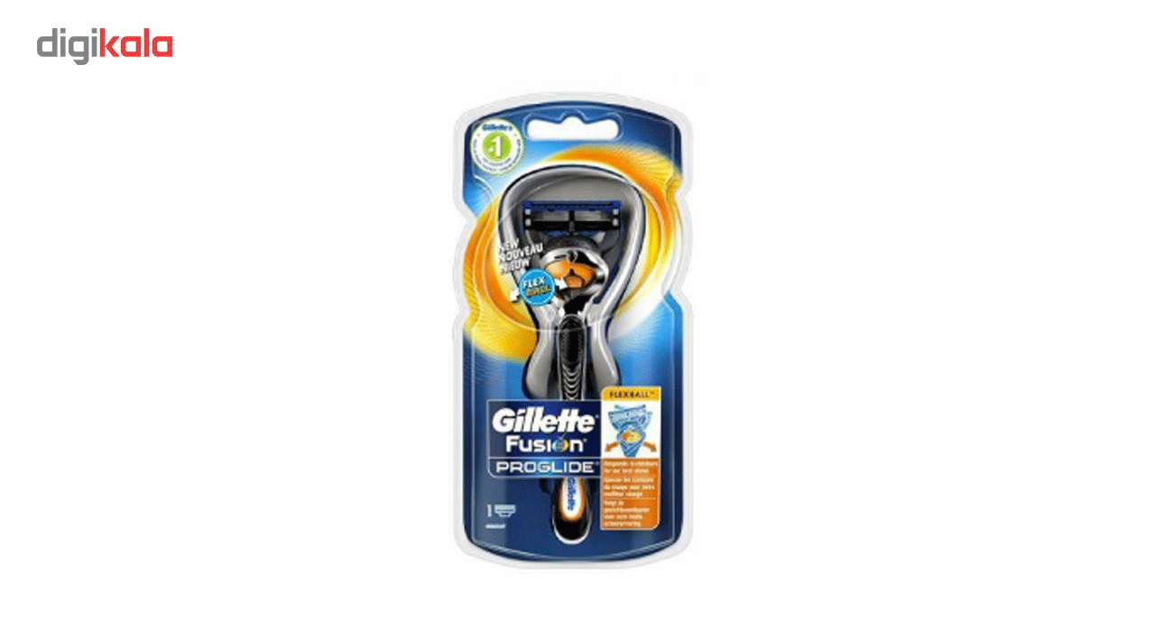 خود تراش ژیلت مدل Fusion Proglide Flexball همراه ژل اصلاح Fusion حجم 75 میلی لیتر