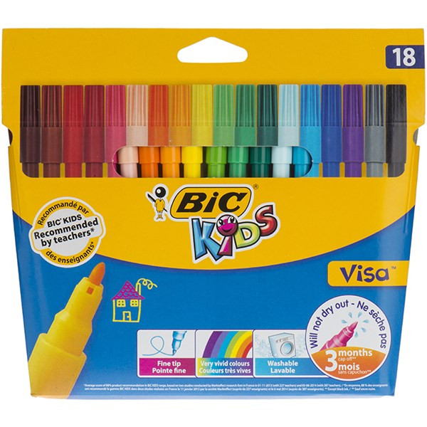 ماژیک رنگ آمیزی بیک سری Kids مدل Visa - بسته 18 رنگ