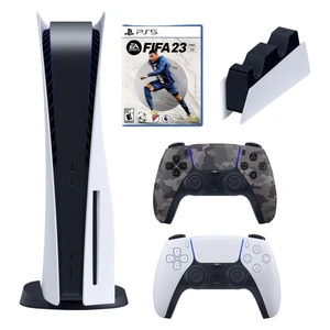 کنسول بازی سونی مدل PlayStation 5 Drive ظرفیت 825 گیگابایت به همراه دسته ارتشی و بازی فیفا 23 و پایه شارژر