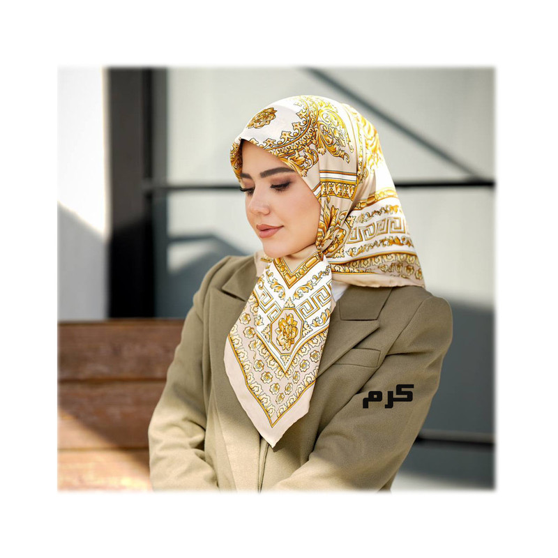 روسری زنانه مدل ابریشم توییل دست دوز کد R54-100