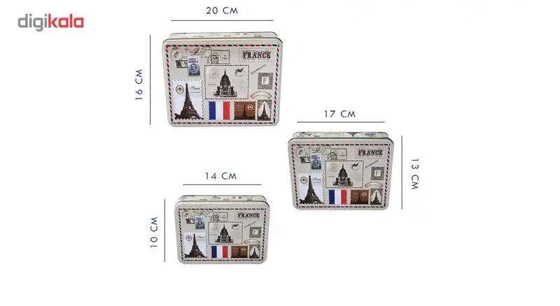 جعبه فلزی نقطه مدل PostCard مجموعه 3 عددی