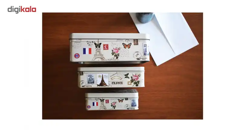 جعبه فلزی نقطه مدل PostCard مجموعه 3 عددی