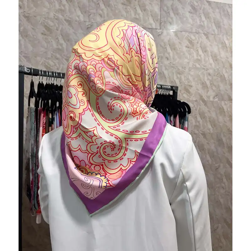 روسری زنانه مدل ابریشم توییل جدید طرح پاستیلی کد 5075