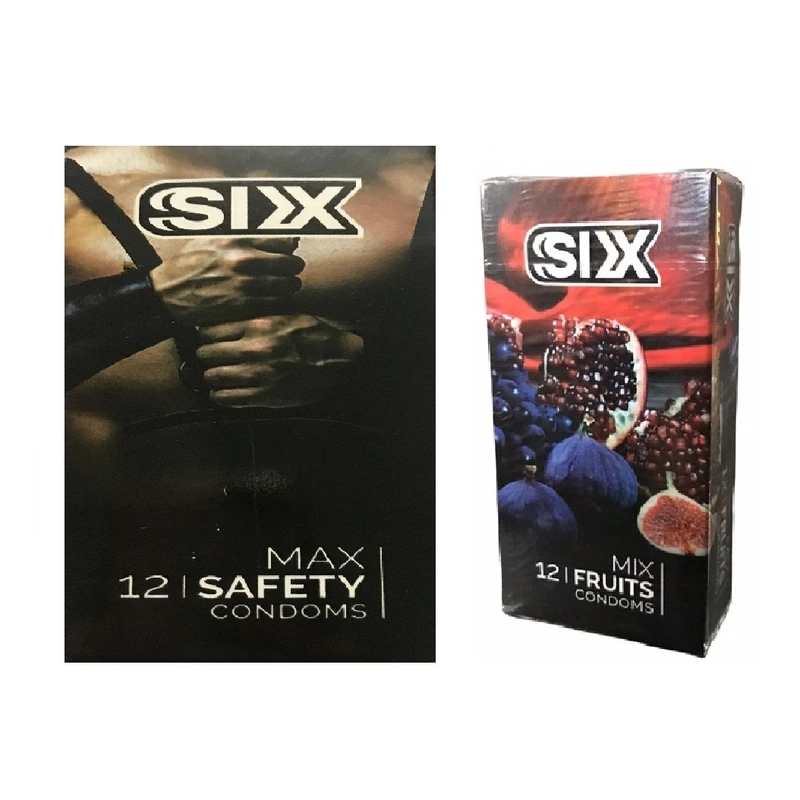 کاندوم سیکس مدل Max بسته 12 عددی به همراه کاندوم سیکس مدل Mix Fruits بسته 12 عددی