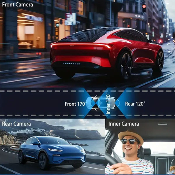 دوربین ثبت وقایع خودرو مدل 3 لنز ActionCam-F81-WiFi
