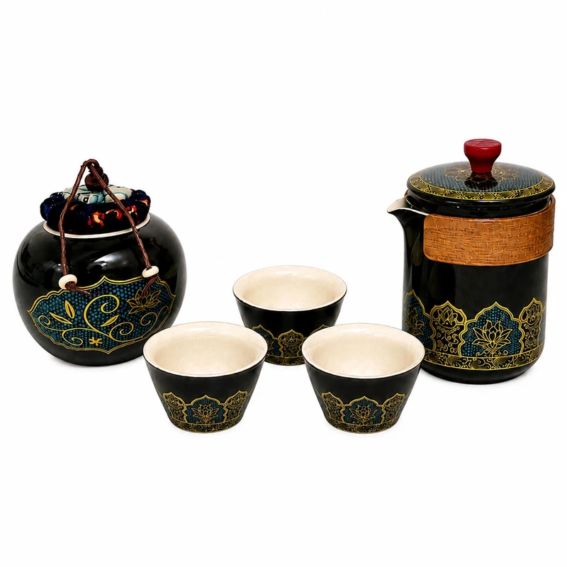 سرویس چای خوری 8 پارچه 3 نفره اشن مدل herbal tea طرح سنتی
