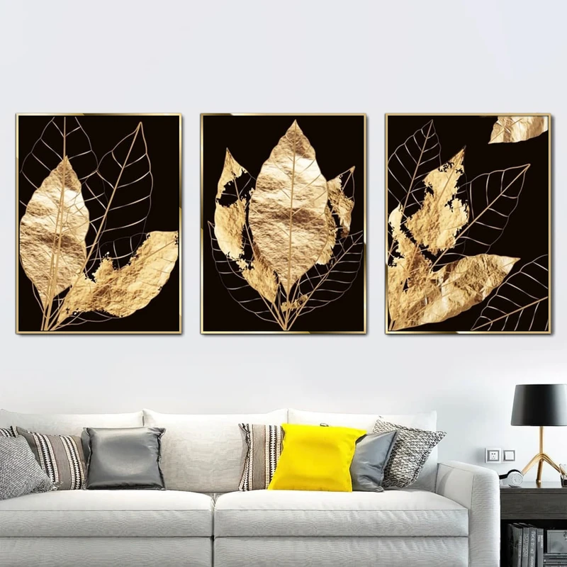 تابلو آتریسا طرح برگ مدرن مدل AT00464 مجموعه 3 عددی