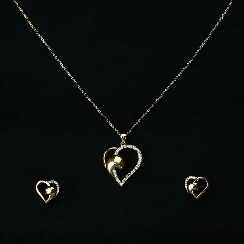 نیم ست زنانه مدل قلب نگین دار