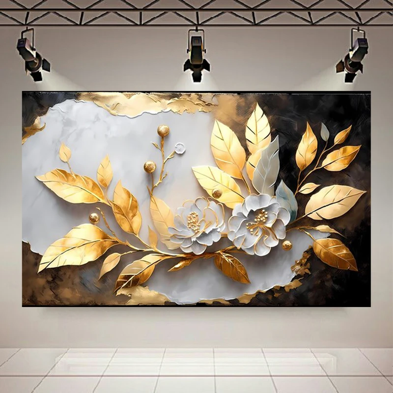 پوستر طرح بک لایت شکوفه سفید مدل شاخه طلایی کد AR304582