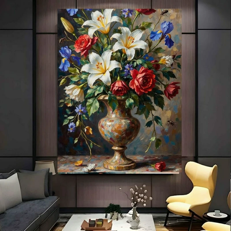 تابلو بوم طرح مخمل طبیعت بی‌جان مدل نقاشی روغن کد PY573