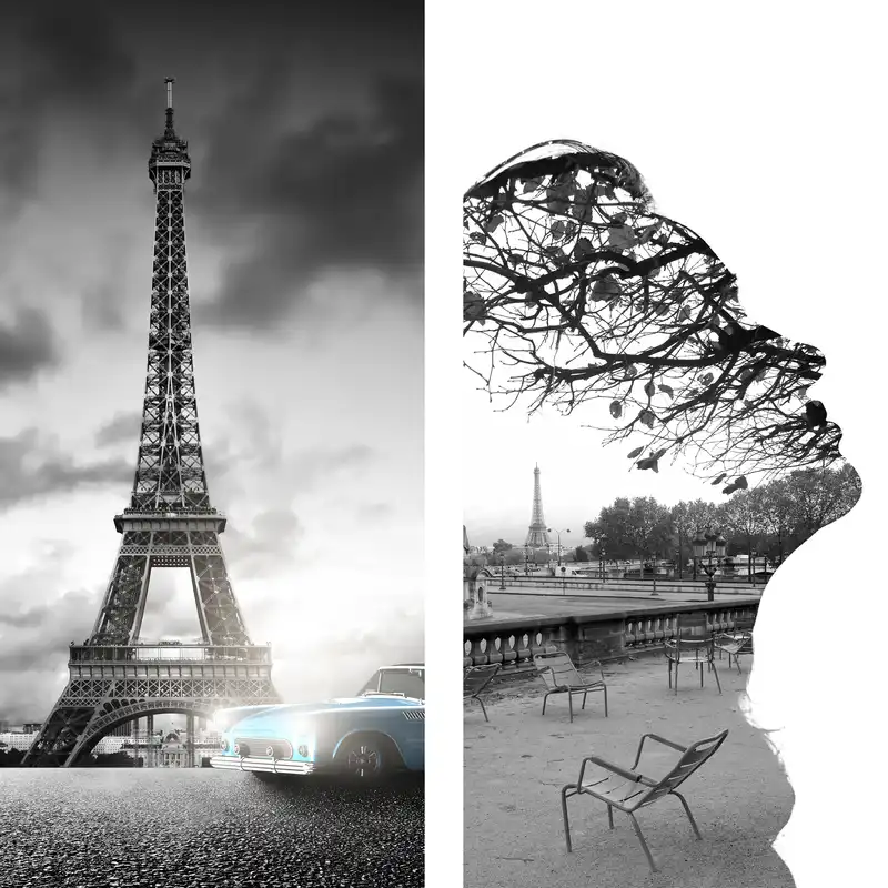 پرده مدل پانچی طرح برج ایفل سایز 280x145 سانتی متر